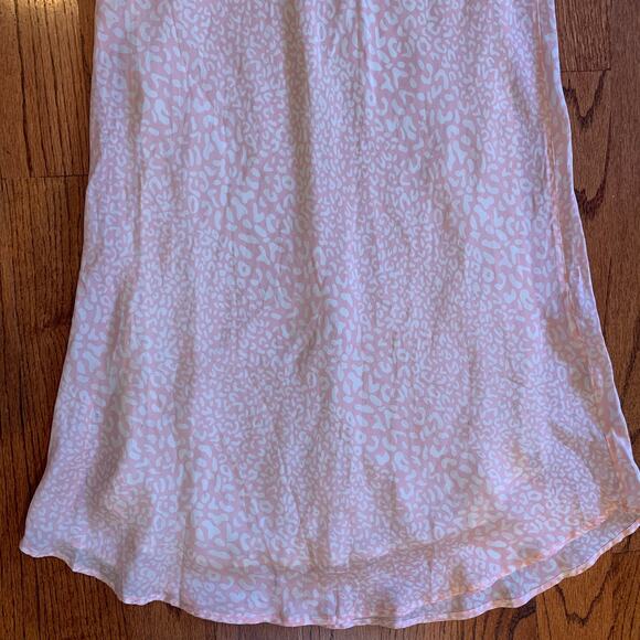 Flannel The Label Leopard Print Silk Maxi Skirt | Pink White | Size 1/ US 4-6 - Picture 4 of 10
